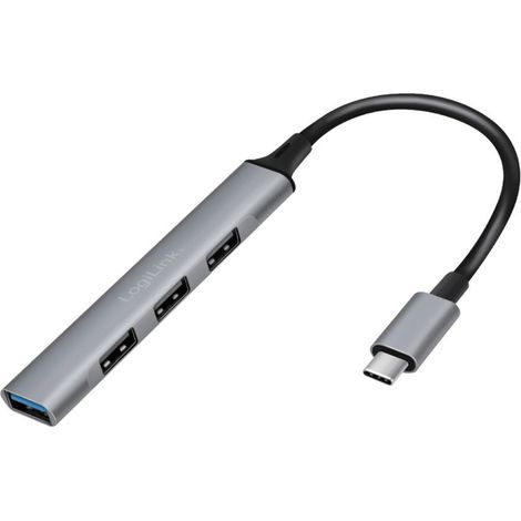 Logilink UA0392 - Hub USB 3.2 Gen1 (Tipo C), sottile, a 4 porte, grigio (1/4)