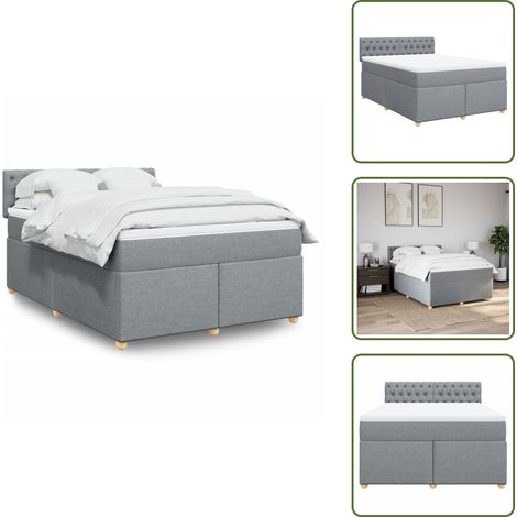 Boxspringbett mit Matratze Hellgrau 140x200 cm Stoff - Boxspringbett - Boxspringbetten - Bett - Schlafzimmermöbel (1/5)