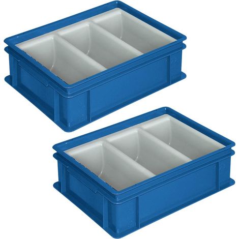 BRB 2 bacs de tri avec 3 compartiments de tri - Dimensions (L x l x H) : 400 x 300 x 120 mm - Poids : 1,4 kg - Bleu