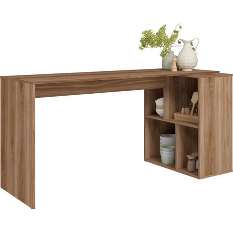 Beaux Meubles Pas Chers – Bureau droit imitation châtaignier 4 niches – Longueur 160 cm – Hauteur 78 cm – Profondeur 67.5 cm – Meuble réversible (1/5)