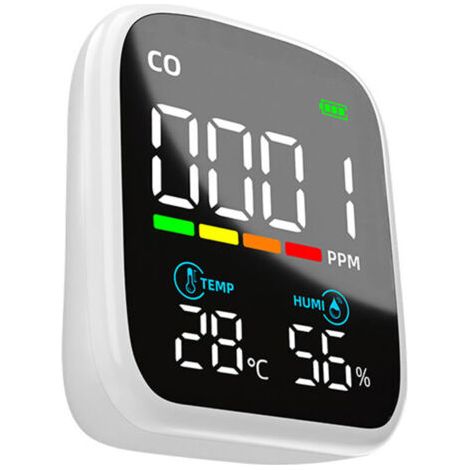QORVA-Testeur CO portable affichage LED numérique, détecteur monoxyde de carbone multifonction, testeur température et humidité électrochimique, testeur qualité d’air domestique,de