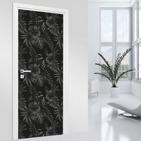 Stickers pour porte - Fleurs - 93 x 205 cm - Adhésif + Protection MATE (1/2)