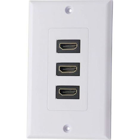 3 Port HDMI 2.0 Wall Plate, HDMI Component Composite Component Audio Wall Mount Jack, Support 4K 60Hz 1080P, Perfect for Projector and Home Theater, White (3 HDMI) (1/5)