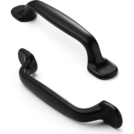 Lot de 10 poignées de meuble vintage - Noir mat - 96 mm - Espacement des trous : 96 mm (1/5)