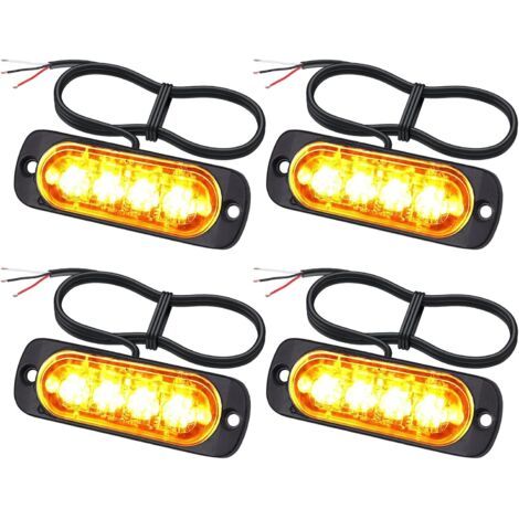 Feux de pénétration LED 12/24V – Gyrophare orange étanche IPX-4 – 18 modes clignotement – Pour véhicules d'urgence et chariots à fourche