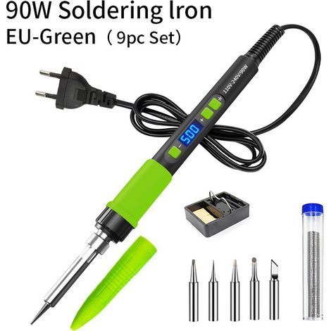 Fer à Souder Etain de Précision 90W - Écran LCD, Température Réglable 180-500℃, Fonction Auto-Veille,5 Pointe de fer a souder + Kit Débutant pour Réparation Électronique (1/5)