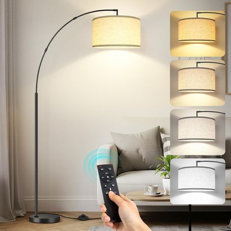 Lampadaire Arc, Télécommande et Interrupteur au Pied, Beige Salon, 4 Températures de Couleur, Ampoule LED E27, Lampe Arc Dimmable, Chambre Bureau (1/5)