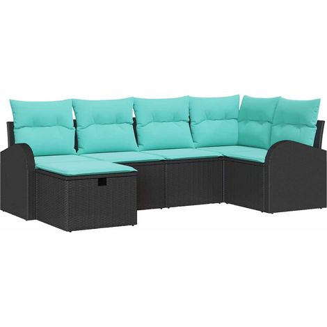 Garden Sofa Set with Cushion 6 pcs Black Poly Rattan vidaXL (1/5)