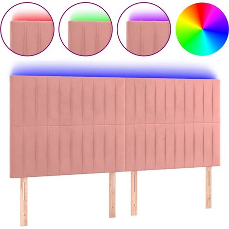 Maison Exclusive - Cabecero con luces LED terciopelo rosa 160x5x1 (1/5)