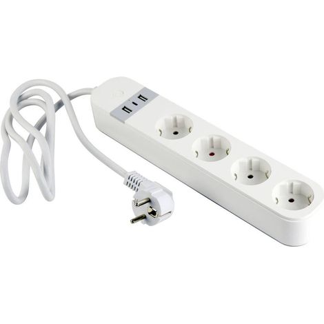 Gembird regleta smart con cargador usb, 4 enchufes franceses, blanco