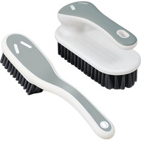 BelleRise - Reinigungsbürste mit weichen Borsten, Fleckenentfernerbürste, Wäschebürste, kleine Bürste für Teppiche und Turnschuhe, 2er-Set (grau) (1/5)