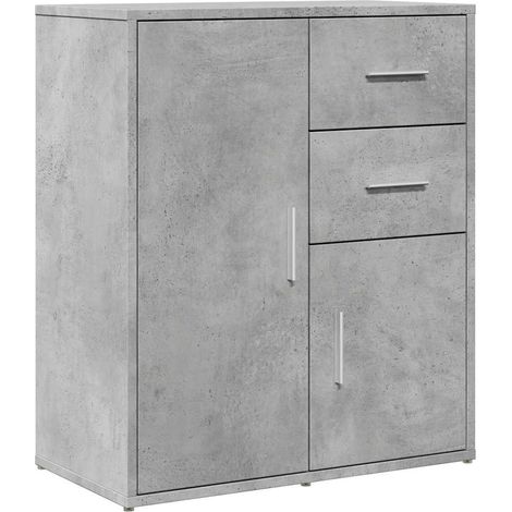 Buffet Meuble de rangement gris béton 60x31x70 cm bois d'ingénierie (1/5)