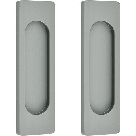 KZQ - Juego de 2 tiradores rectangulares para puerta corrediza, autoadhesivos, de aleación de aluminio, sin perforaciones, para puertas de granero, ventanas y armarios (gris mate, 100 mm) (1/4)