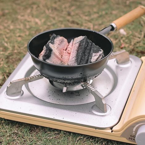 Camping en plein air barbecue pique-nique poêles à charbon de bois outil de gril brasero Portable manche en bois Pot léger (1/5)