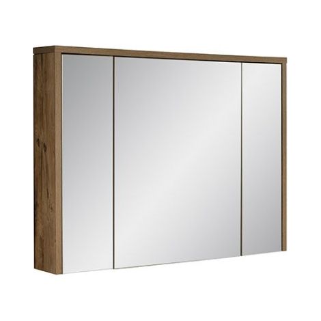 Mobile da bagno GABI 100 cm – 3 porte specchio – Finitura ardesia e legno – Da appendere
