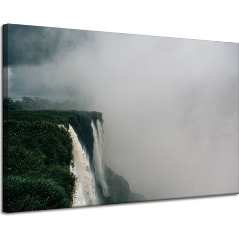 Leinwanddruck Natur – Berge und Wasserfall, 120 x 80 cm