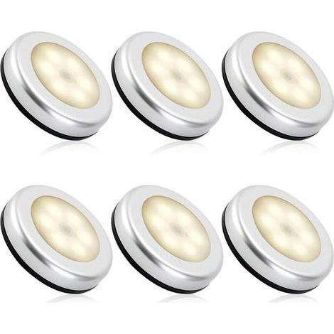 Indoor motion sensor night light, battery-powered motion sensor LED lamp for stairs, LED lighting for closet, wardrobe, hallway, child's bedroom, auto ON/OFF, 3M adhesive (6pcs, warm white) (1/5)