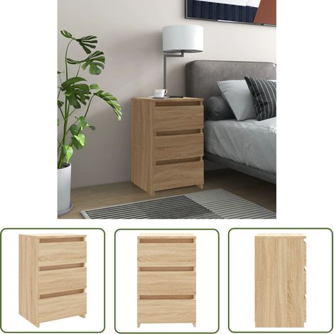 SKM Table de chevet Chêne sonoma 40x35x62,5 cm Aggloméré (1/5)