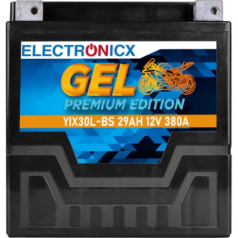 Electronicx YIX30L-BS GEL Motorradbatterie 12V 29Ah 380A/EN - Wartungsfrei, Auslaufsicher, Hochleistung, Doppelte Lebensdauer, +Pol rechts - Premium (1/5)