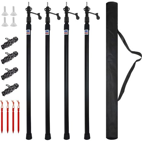 4PCS Mât de Tente Télescopique Support de Bâche en Aluminium 2,3M Poteaux de Bâche Réglable Poteau pour Voile Ombrage Camping Vacances Accessoires pour Auvent Toile Jardin (1/5)