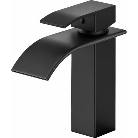 Mitigeur Cascade en Acier Inoxydable 304 Robinet de Lavabo Modèle Bas Noir Mat Eau Chaude et Froide – Livraison gratuite (1/4)