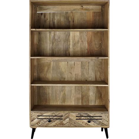 Etagère en bois de manguier et métal coloris Marron foncé/ noir - Longueur 100 x profondeur 40 x hauteur 180 cm -PEGANE- (1/5)