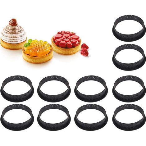 Lot de 10 cercles à pâtisserie ronds en plastique pour mousse, à réaliser soi-même (95 x 20 mm). Idéal pour la pâtisserie et la cuisine maison. (1/5)