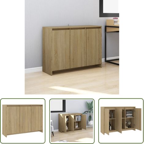The Living Store Buffet Chêne sonoma 102x33x75 cm Bois d'ingénierie - Buffet - Meuble De Rangement - Commode - Meuble TV - Bois D'ingénierie (1/5)