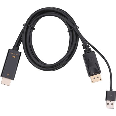 Adaptateur Convertisseur HDMI 4K 60Hz vers DisplayPort 1,8m, câble USB 2.0 compatible pour ordinateur portable et de bureau (1/5)
