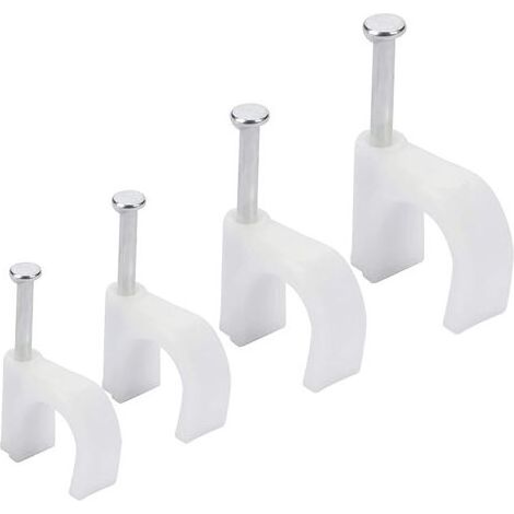 Attache-câble électrique et Ethernet lot de 400, pour câbles CAT5, CAT6, RG6, RG59, RJ45 et TV, avec clous en fer, dimensions 6 mm, 7 mm, 8 mm, 10 mm (1/5)