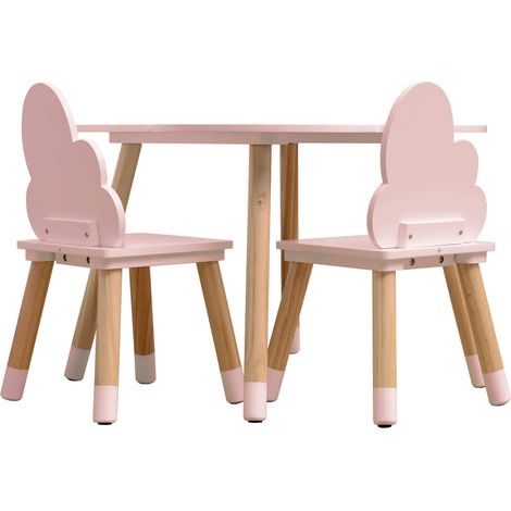 Rebecca Mobili Juego de Mesa y 2 Sillas para Niños de MDF Pino Rosa para Habitación Infantil (1/5)