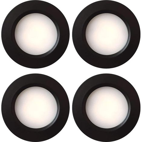 Lot de 4 spots LED pour dessous de placard, intérieur - Pour caravane, camping-car, bateau, cuisine, placard, comptoir, armoire, étagère, placard (blanc chaud) (1/5)