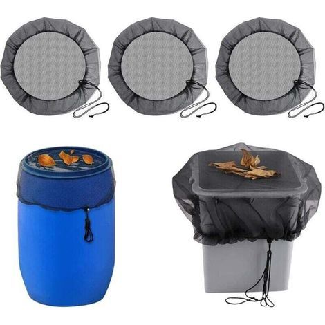 Rete protettiva per serbatoio di raccolta dell'acqua piovana, 3 pezzi, diametro 80 cm, cordino regolabile, protezione anti-foglie e antizanzare. (1/5)