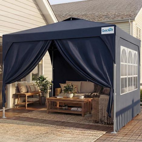 Faltpavillon 3x3m wasserdicht mit 3 Seitenwänden, UV-Schutz 50+, Stahlrahmen, blau (1/5)