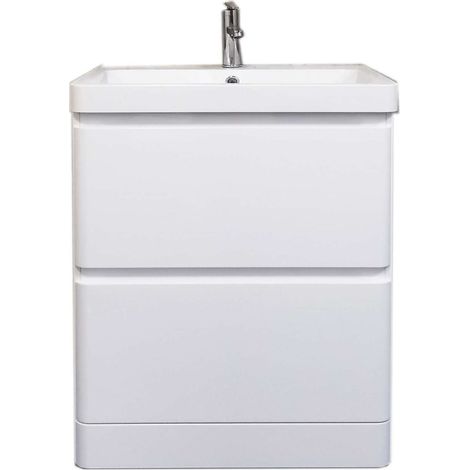Meuble sous vasque à poser BORA 80 cm Blanc brillant en résine
