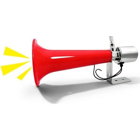 Sifflet Turc, 12v/24v Klaxon à Air Turc, 120±5db Universel Klaxon Sifflet, Rouge Durable Corne De Sifflet De Pression D'air Pour Voiture, Caravanes, Camion, Tracteur, Moto, Fourgonnette, Bateau (1/4)