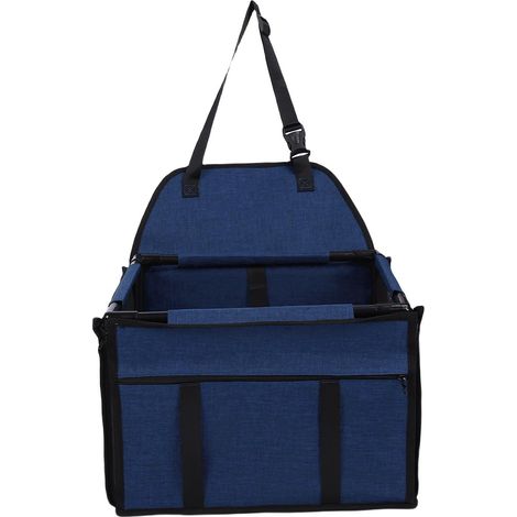 Siège auto pour chien 39x39x27cm Grande capacité Imperméable Pliable Portable pour animaux de compagnie, idéal pour les voyages Bleu foncé (1/5)
