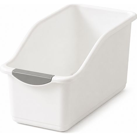 1 Pcs Panier Rangement Bureau PP Blanc-Gris 28x13x12,6cm Incliné Crayon Maquillage Cuisine (1/5)