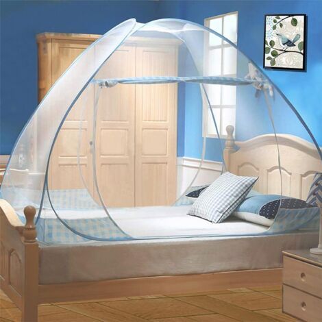 Moustiquaire de Lit, Portable de Voyage Moustiquaire, Double Porte Camping Mosquito Rideau, 200 120 145cm Moustiquaire en Forme de Dôme à Installation Facile - Jante Marron (1/5)