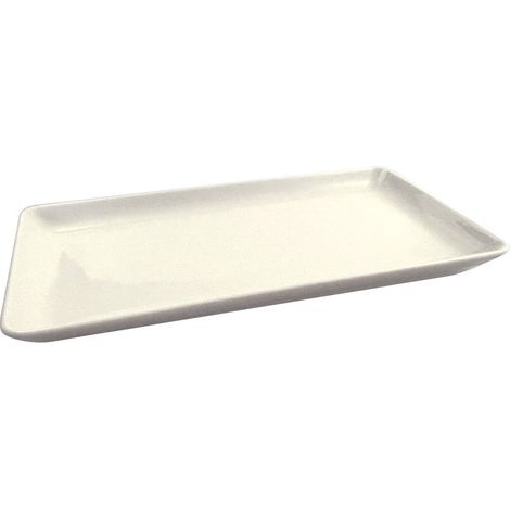 Plat de Service Rectangulaire en Porcelaine, Coloris Blanc pour Table - 27 x 14 x 1,5 cm - PANGIVO (1/3)