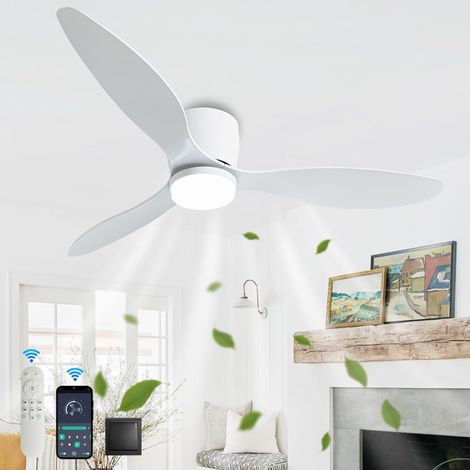 Ventilateur de plafond de 100 cm avec lumière et télécommande, ventilateur de plafond silencieux à LED réversible CC, convient au salon et à la chambre - C42 pouces [Classe énergétique A] (1/5)