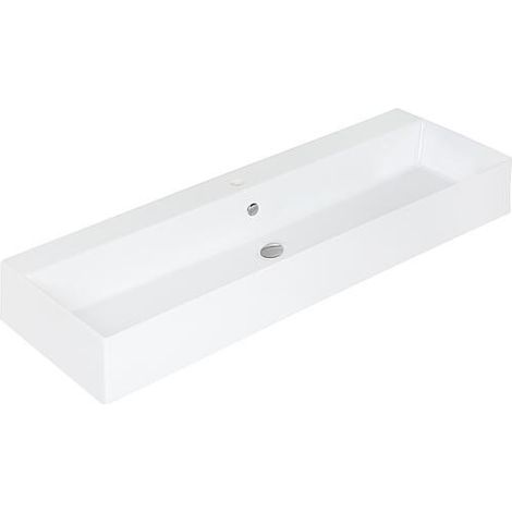 Vasque Elayla avec trou de robinet en céramique, blanc 1220x130x450 mm (1/3)