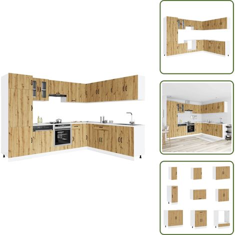 14-tlg. Küchenschrank-Set Kalmar Artisan-Eiche Holzwerkstoff - Küchenschrank-Set - Küchenschrank-Sets - Küchenzeile Einbauküche - Küchenschrank (1/5)