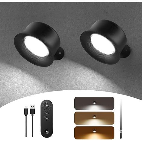 Indoor Wall Light, Rechargeable LED Wall Lamp with Remote Control or Touch, 3 Colour Temperatures and Adjustable Brightness, Wireless Wall Lamp for Bedroom Bedside Reading (1/5)