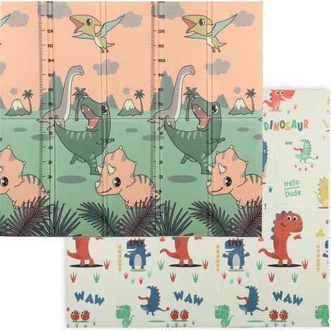 Tapis de jeu bébé pliable 196 x 176 x 1,5 cm double face multicolore (1/5)