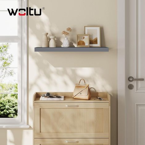 WOLTU 1x Wandregal, Schweberegal MDF Schweberegal, Freischwebendes Regal, für Büro Wohnzimmer Schlafzimmer Küche, 70x22.9x3.8 cm, Dunkelgrau (1/5)