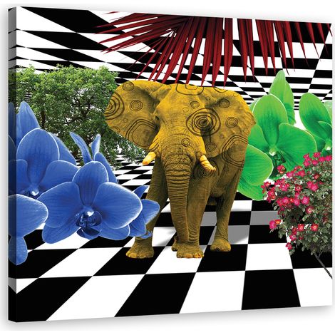 Quadro su tela, Elefante colorato - 40x40 (1/5)