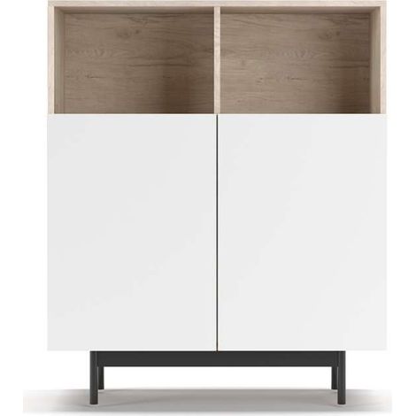 Mueble auxiliar modelo-602-2 acabado roble/blanco, 110 cm (alto) x 90 cm (ancho) x 34 cm (prof.) (1/3)