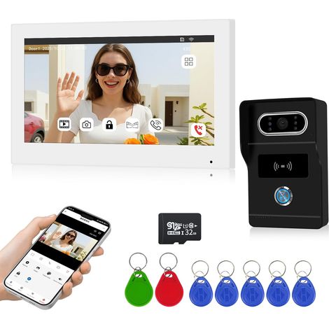 Fils Visiophone Connecté Interphone Vidéo, Pouces Moniteur Tactile,1080P, Unlock à Distance, Audio Bidirectionnel, Vision Nocturne, Installation Facile (1/5)