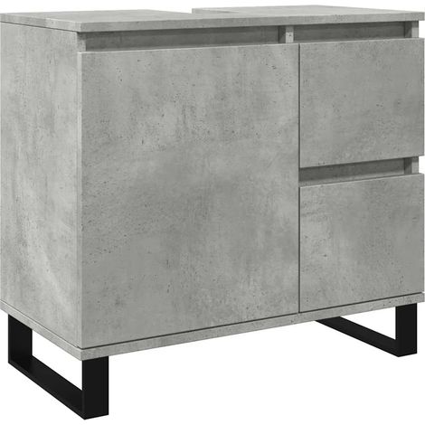 Armoire de lavabo design industriel peu encombrant salle de bain 65 x 33 x 60 cm en bois gris béton (1/5)